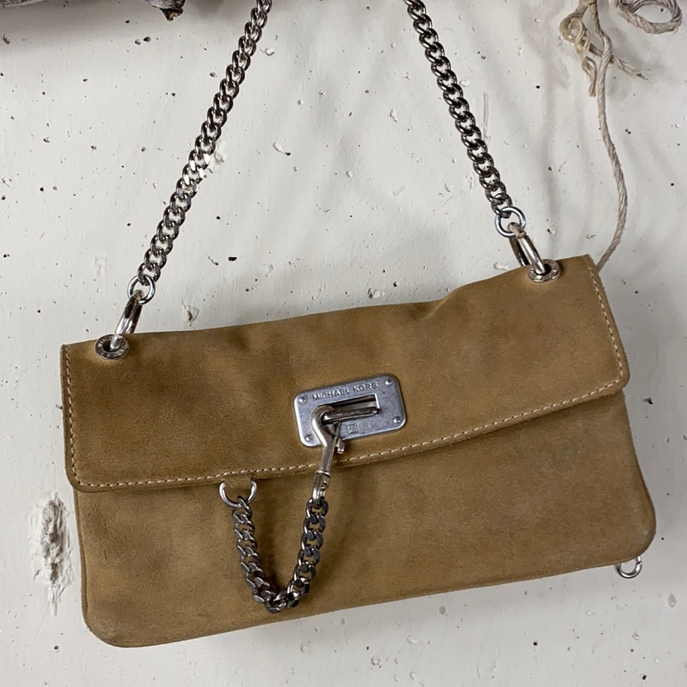 Gently Used Suede Michael Kors Envelope Clutch
